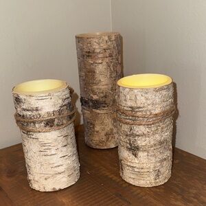 Birch Battery Operated Pillar Candle Set
